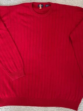 Men’s Izod Red Ribbed Crewneck Sweater